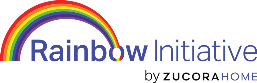 Rainbow image with text at the bottom 'Be a rainbow by ZucoraHome'