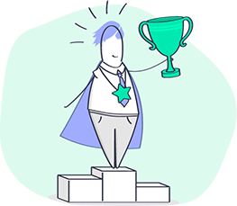 Icon of a winner with trophy.